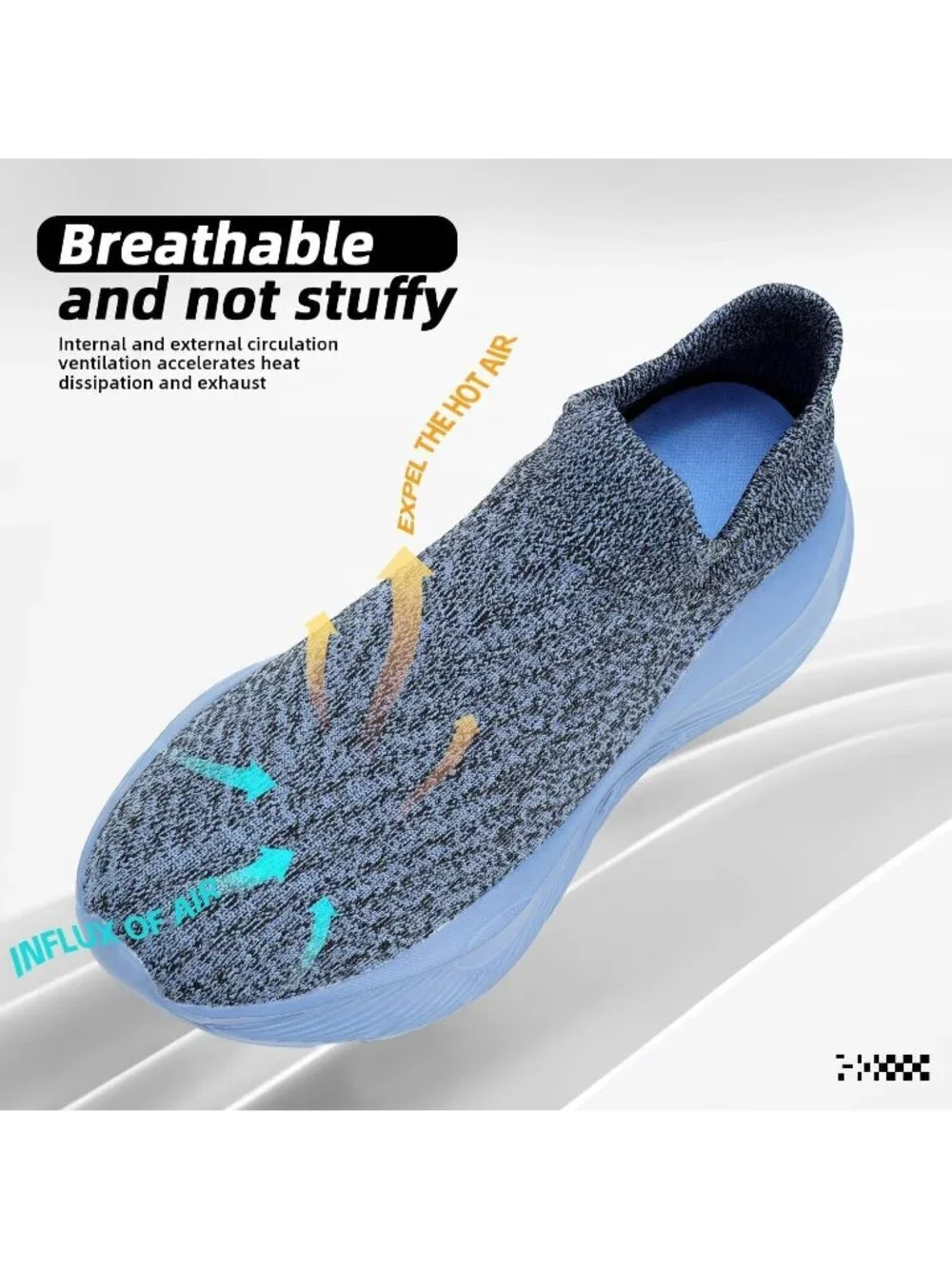 Men's Blue Slip On Walking Shoes Running Comfortable Tennis Breathable Sneakers